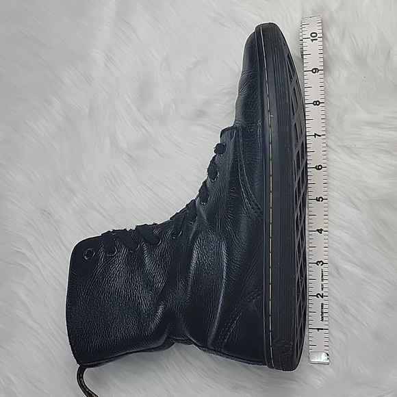 DR. MARTENS Stratford Black Leather Floral Lined Lace Up Fold Over Punk Boots 7 - Picture 10 of 15